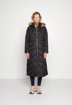 MICHAEL Michael Kors Damen DOG WALKER LENGTH BELTED COAT HOOD RIM - Daunenmantel - Black