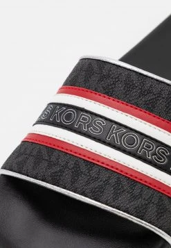 MICHAEL Michael Kors Damen GIMORE SLIDE - Pantolette Flach - Black/crimson -MICHAEL Michael Kors Verkaufsgeschäft 37f3b5e85b224da4a34443c963d0523c