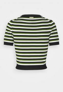 MICHAEL Michael Kors Damen TRI COLOR STRIPE TEE - T-Shirt Print - Leaf Green -MICHAEL Michael Kors Verkaufsgeschäft 8944f3654dc94a1fbedd73e80ac5f994