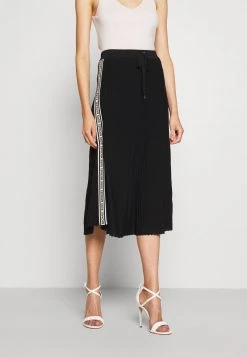 MICHAEL Michael Kors Damen LOGO TAPE MIDI SKIRT - A-Linien-Rock - Black
