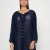 MICHAEL Michael Kors Damen LARGE GROMMET BUTTON FRONT COVERUP - Strandaccessoire - Navy