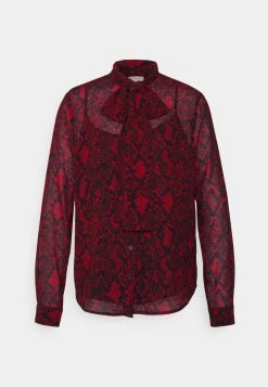 MICHAEL Michael Kors Damen SOFT PYTHON BOW BLOUSE - Hemdbluse - Crimson